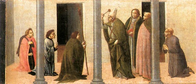 BARTOLOMEO DI GIOVANNI Predella: Consecration of the Church of the Innocents France oil painting art